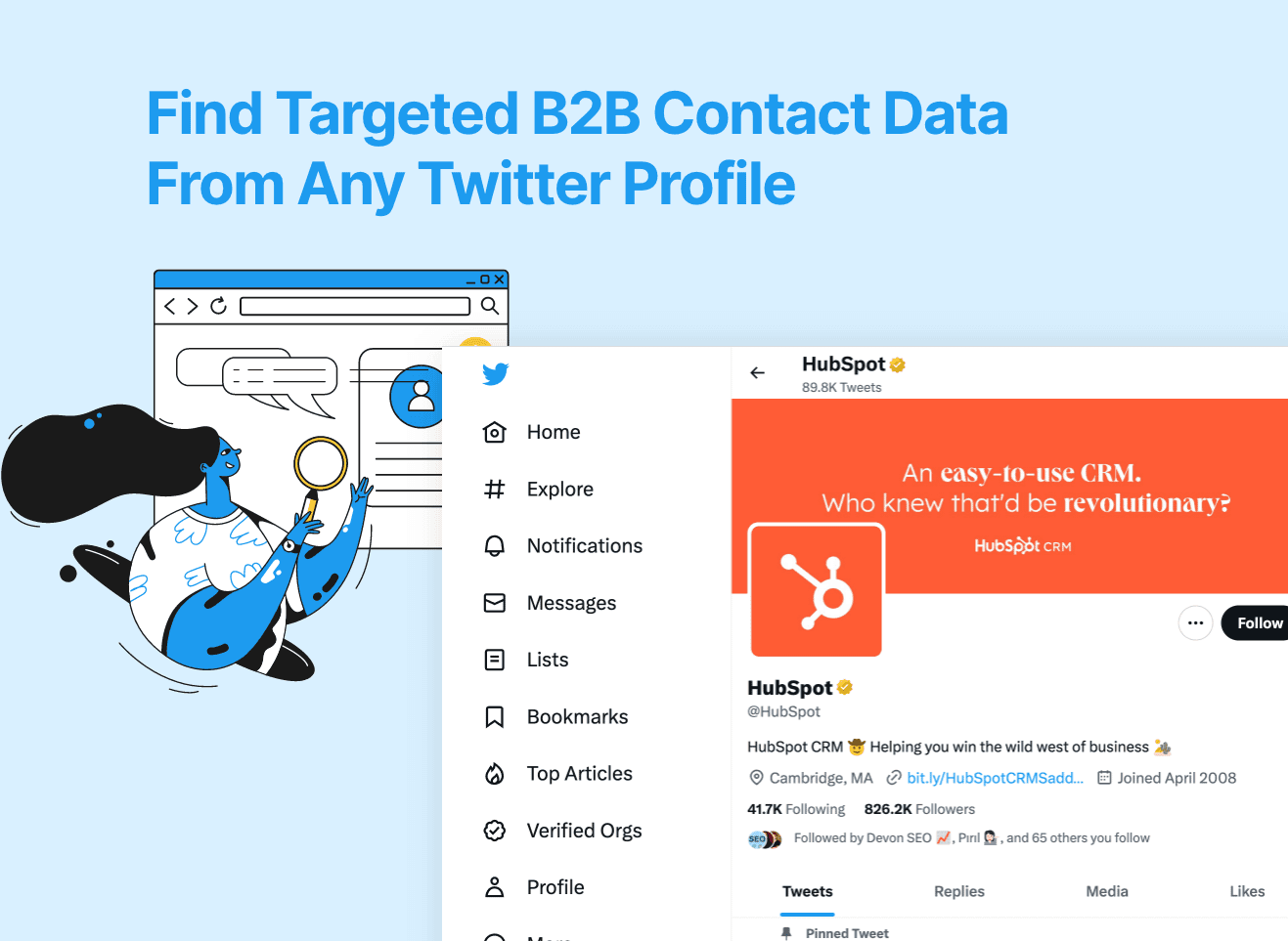 Find Targeted B2B Contact Data From Any Twitter Profile.